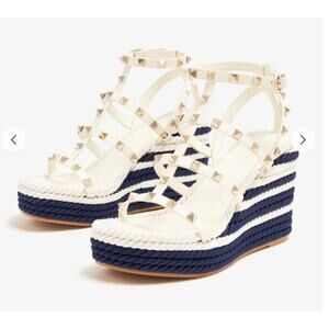 Valentino Garavani Rockstud Wedge Sandal Torchon Rope 39 / US 9